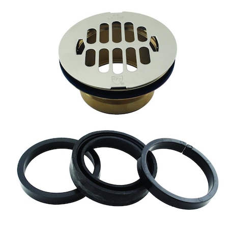 Westbrass Brass Body Swedge-Lock Shower Drain W/ Grid in Polished Nickel D206B-LAS-05